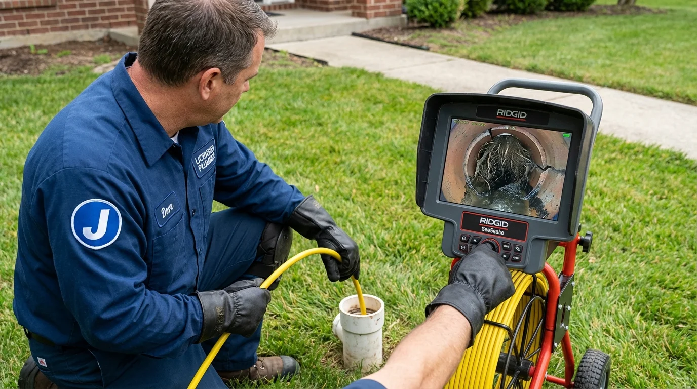 Sewer camera inspection being performed by Johns Plumbing LLC in Longbranch